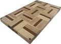 Aiana Large Solid Wood Cutting Board with Handles - Mahogany & Oak Edge Grain Butcher Block - Reversible Charcuterie Board, Cheese Board & 21x13x1.5 in - Natural Wood Kitchen Gift
