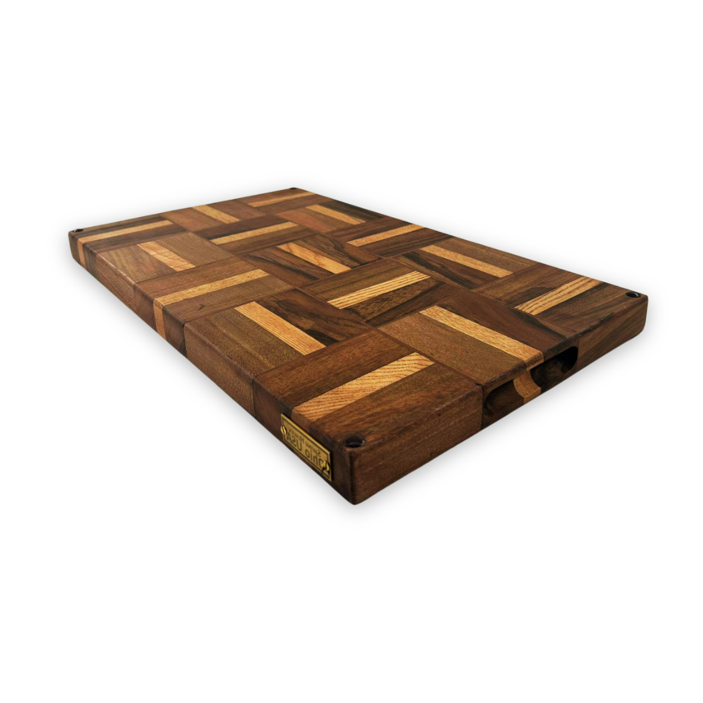 Premium Walnut & Oak Solid Wood Cutting Board with Handles - Large Reversible Butcher Block, Multi-Use Charcuterie Board for Meat and Cheese, Rich Edge Grain Design 21x13x1.5 in