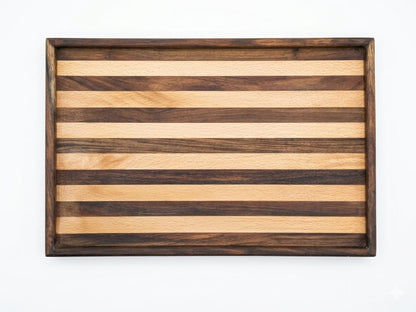 Artisan Multi-Wood Inlay Mosaic Serving Tray - Espresso & Work Companion Set