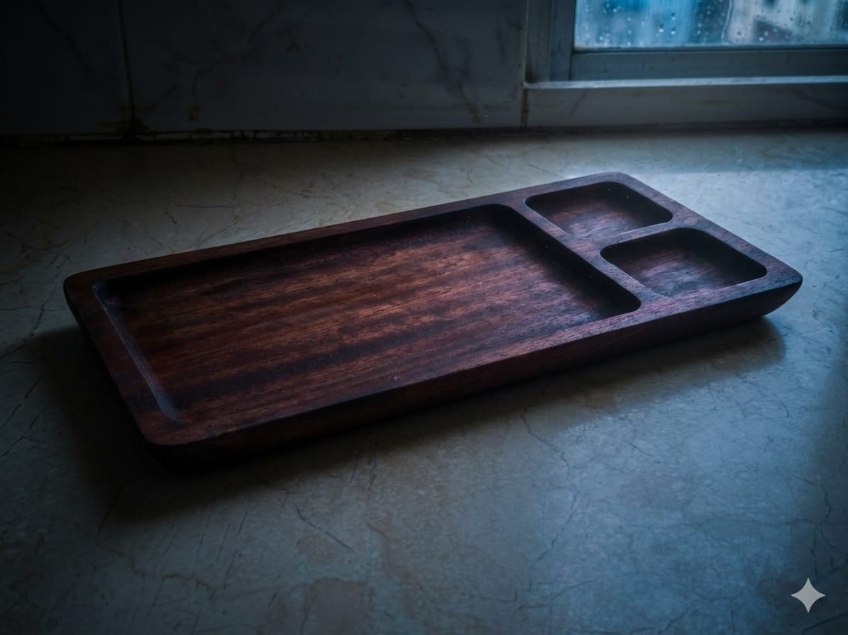 The Artisan Trio: Minimalist Deep-Grain Organizer Tray
