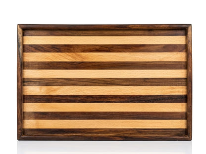 Artisan Multi-Wood Inlay Mosaic Serving Tray - Espresso & Work Companion Set