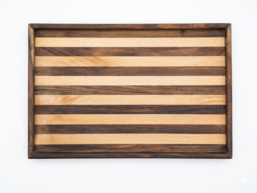 Handmade Wooden Serving Tray – Premium Striped Wood Design | Decorative & Multipurpose Tray